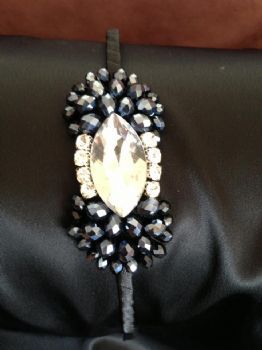 Diamond and Black Beaded Headband 