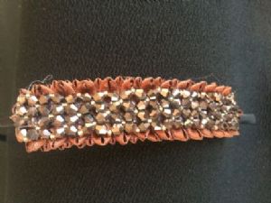 Mocca ribbon and bead headband  - Headbands  - HA70 - Cocomotion  