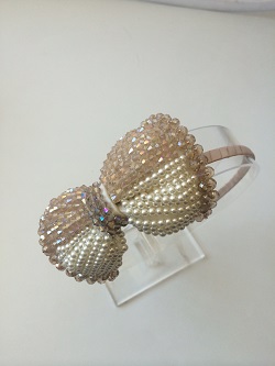 Pearl/Beige Bow  - Headbands  - HA72 - Cocomotion  