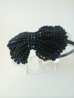 Black Beaded Bow  - Headbands  - HA73 - Cocomotion  